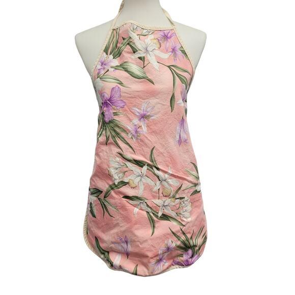 Local Design Made In Hawaii Womens Reversible Floral Craft Apron w Pockets - Picture 5 of 8
